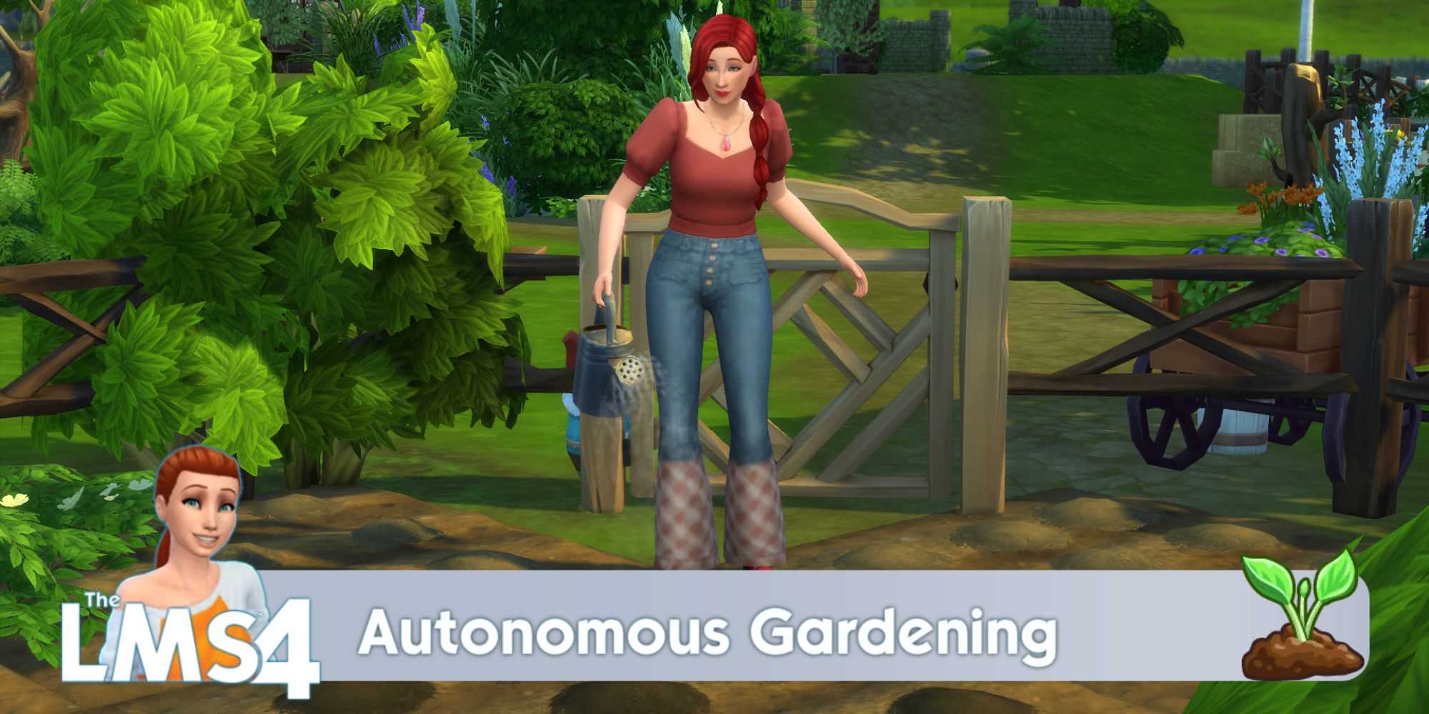 Um Sim regando plantas no jardim