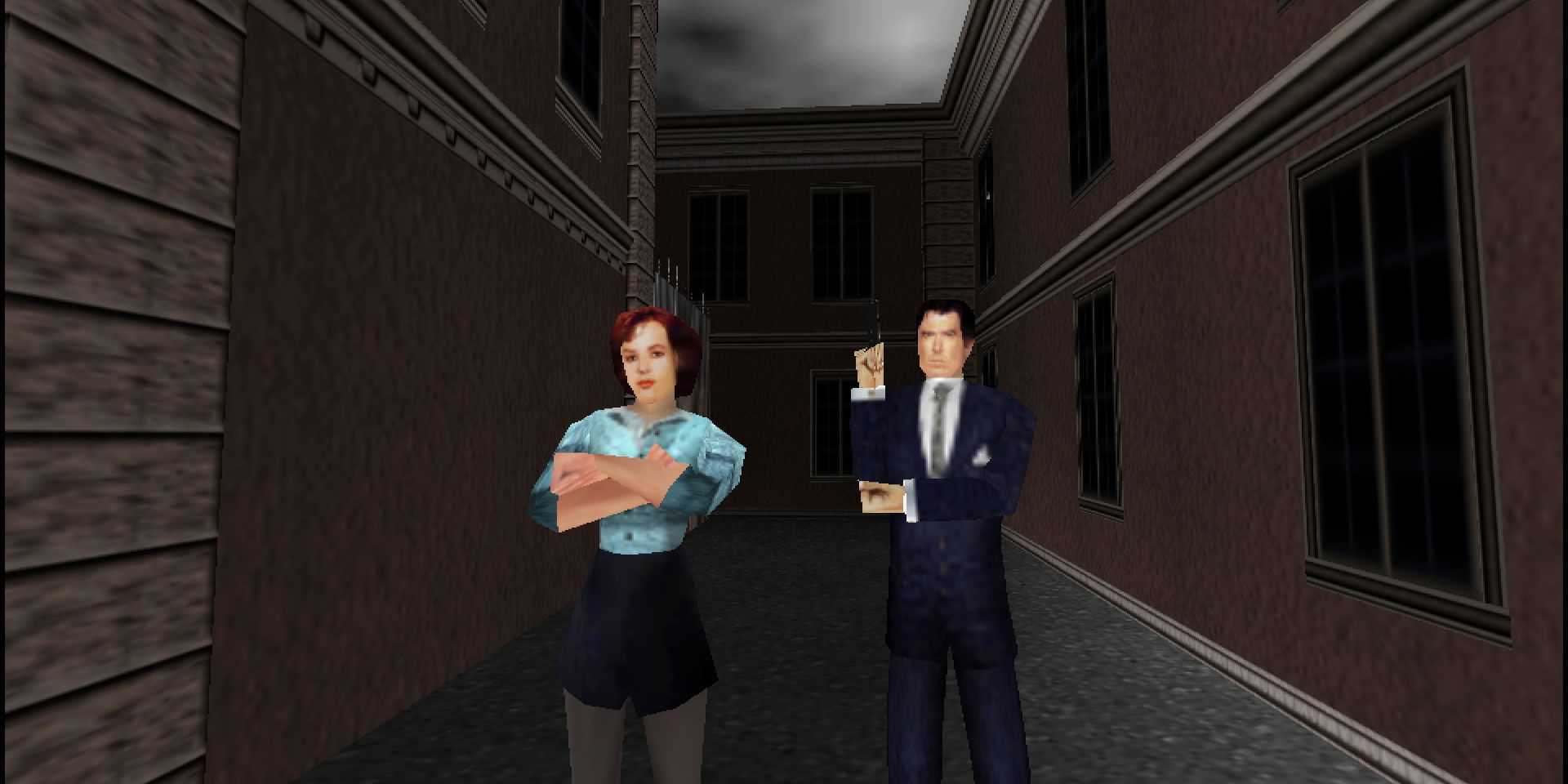 James Bond and Natalya posing in GoldenEye 007