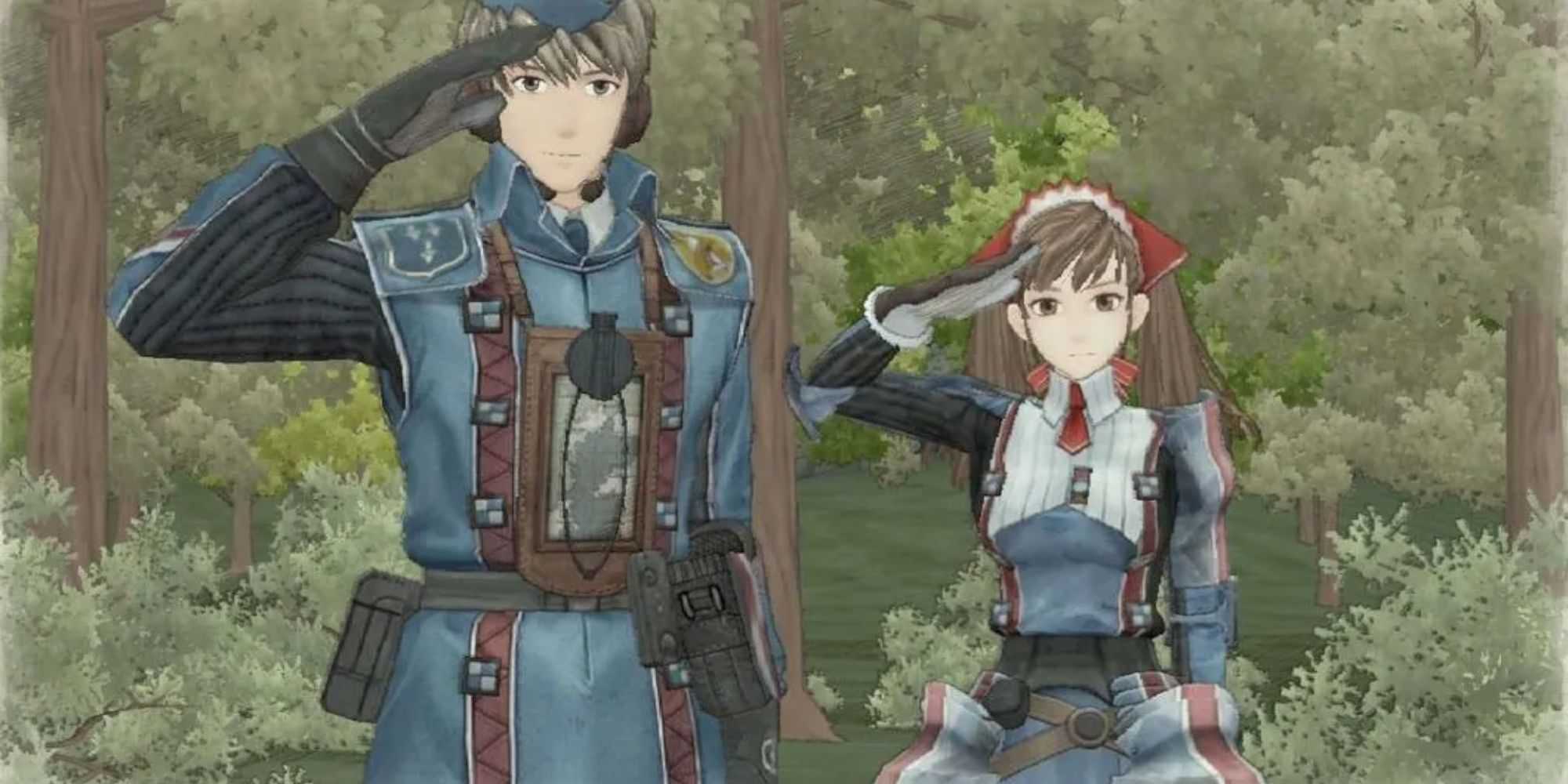 Valkyria Chronicles - lead characters saluting