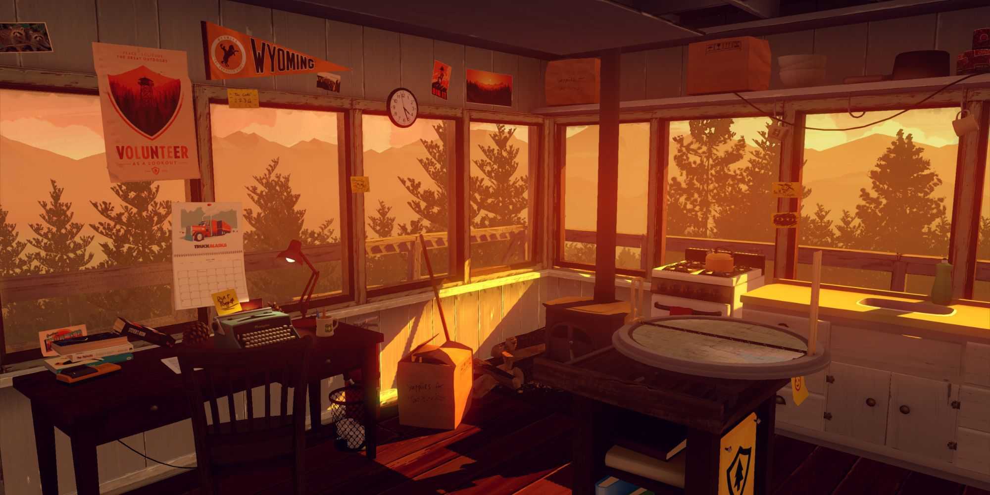 Firewatch is a game set in a forest in Wyoming where you play as a man who has taken a job as a fire lookout.