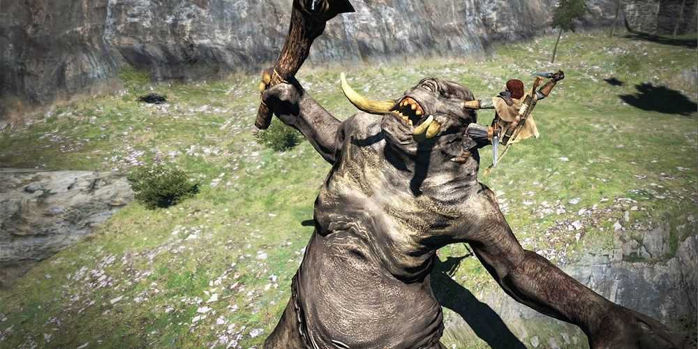 Montando um ciclope em Dragon's Dogma