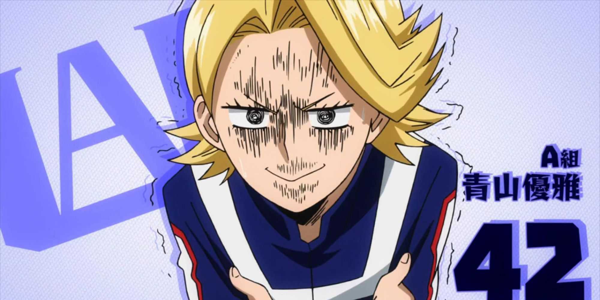 Aoyama sente dor de estômago depois de usar demais sua individualidade.