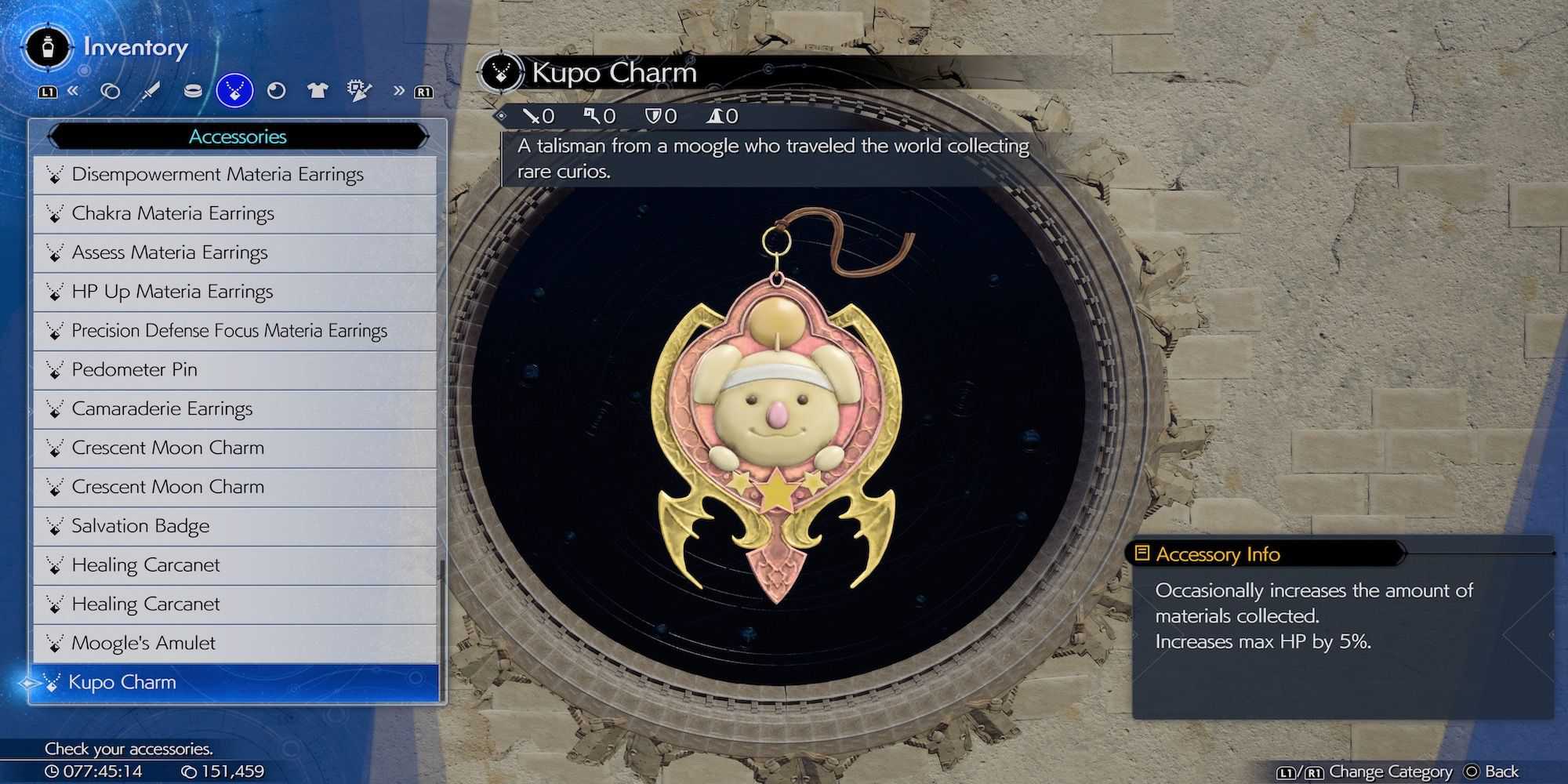 Acessório Kupo Charm em Final Fantasy 7 Rebirth