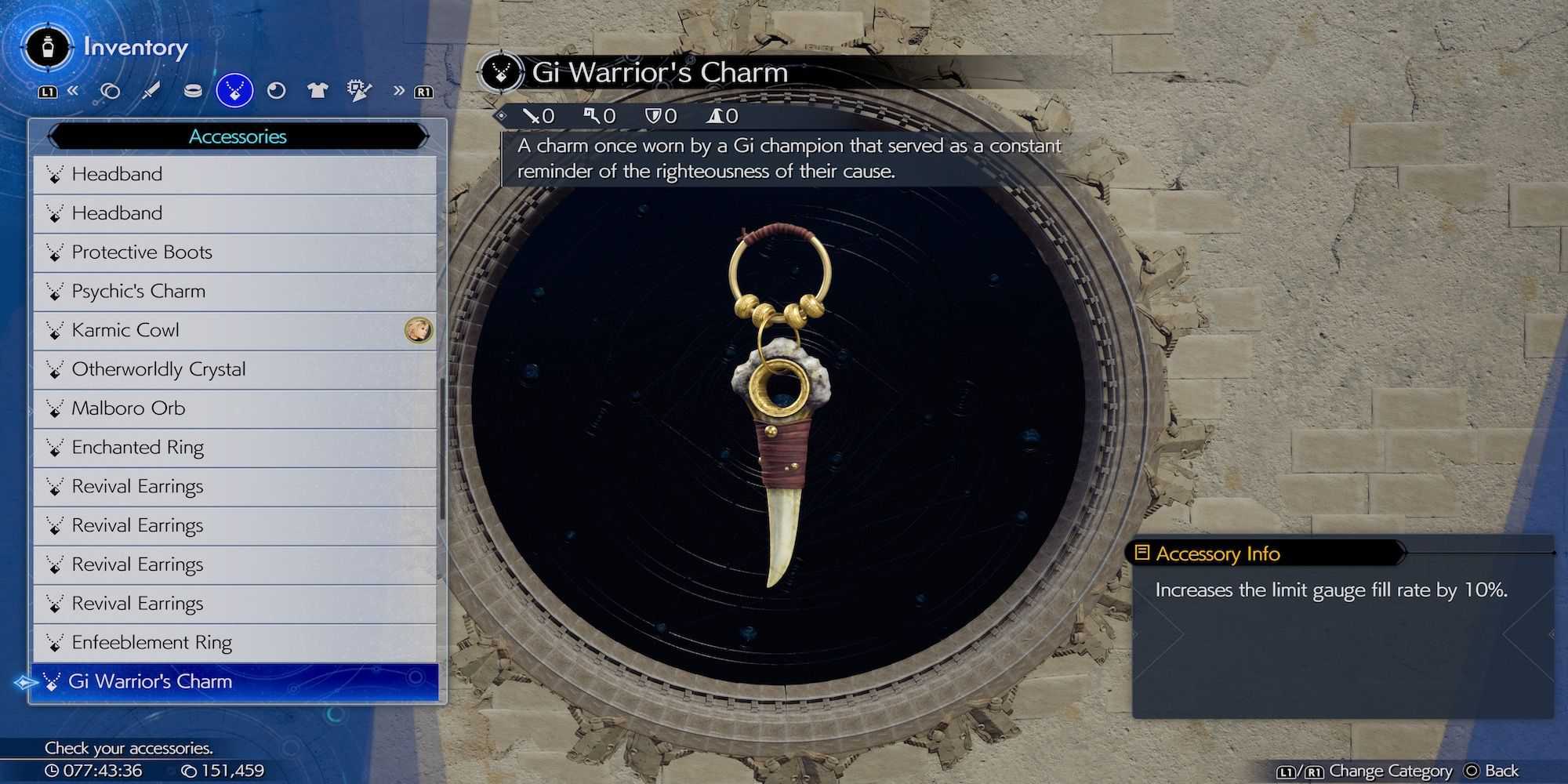 Acessório Charm do Gi Warrior em Final Fantasy 7 Rebirth