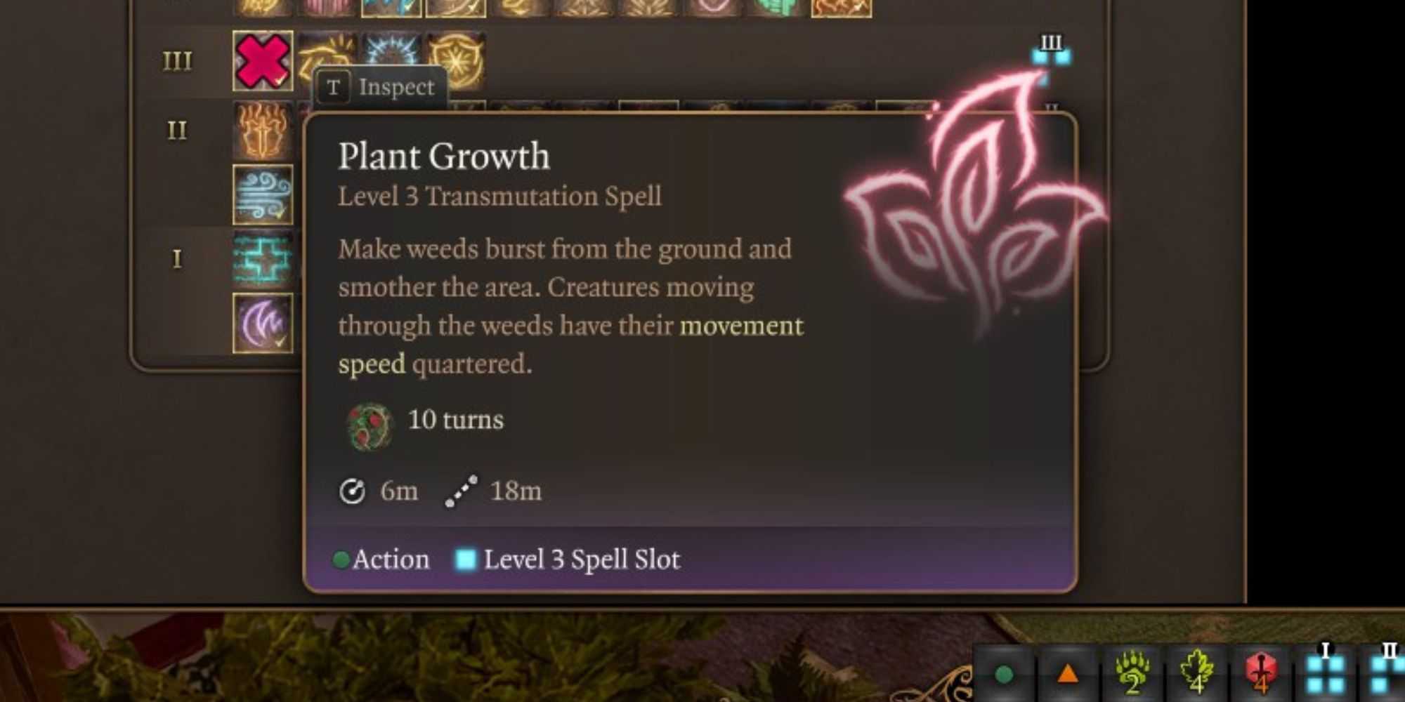 O feitiço de crescimento de plantas em Baldur's Gate 3