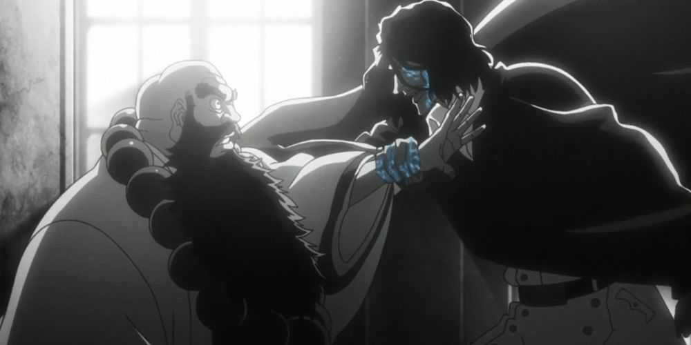 Yhwach attacks Ichibei with The Almighty in the Bleach Thousand Year Blood War anime