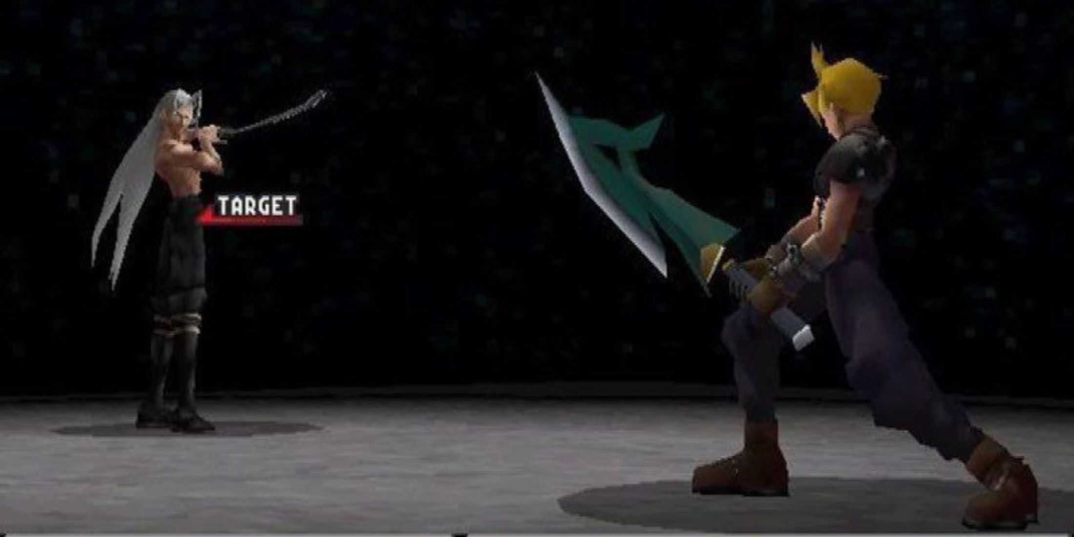 Sephiroth vs Cloud during the climax in Final Fantasy 7