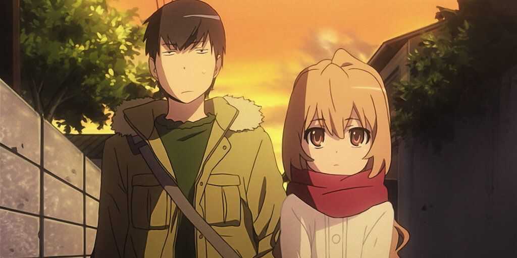 Toradora Taiga and Ryuji walking together outside