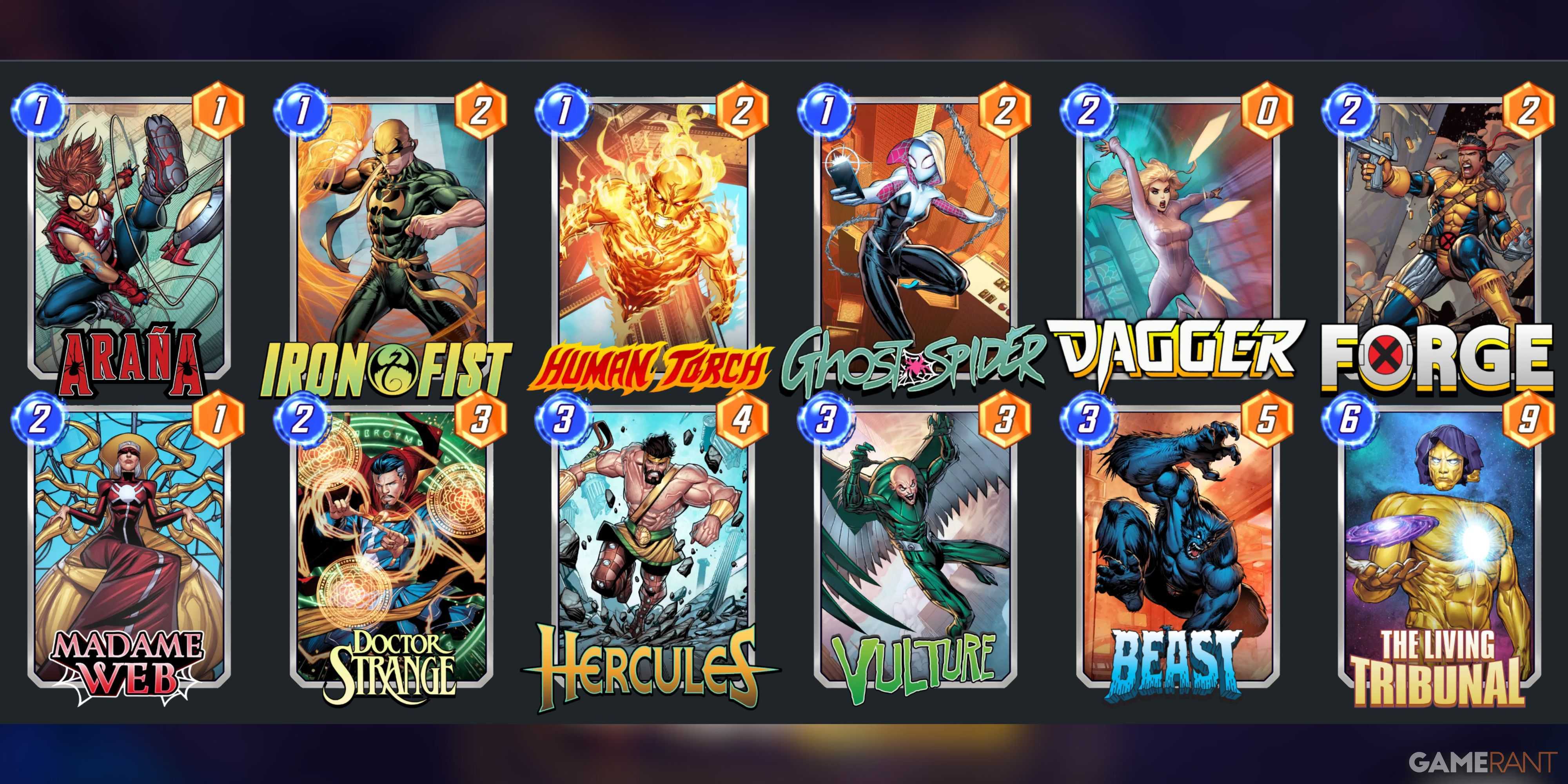 o melhor deck para arana no marvel snap.