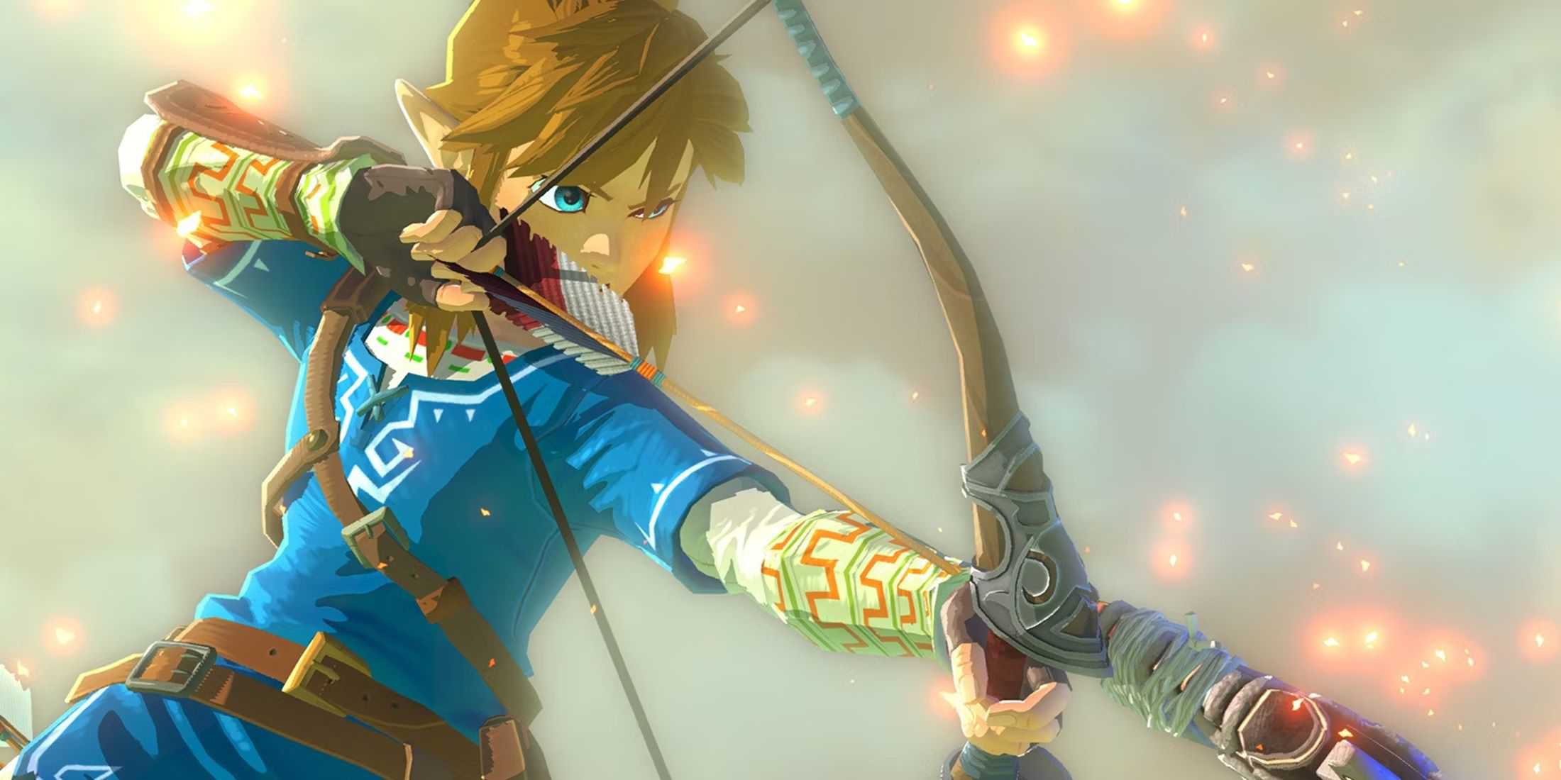 link aiming a bow in zelda breath of the wild 