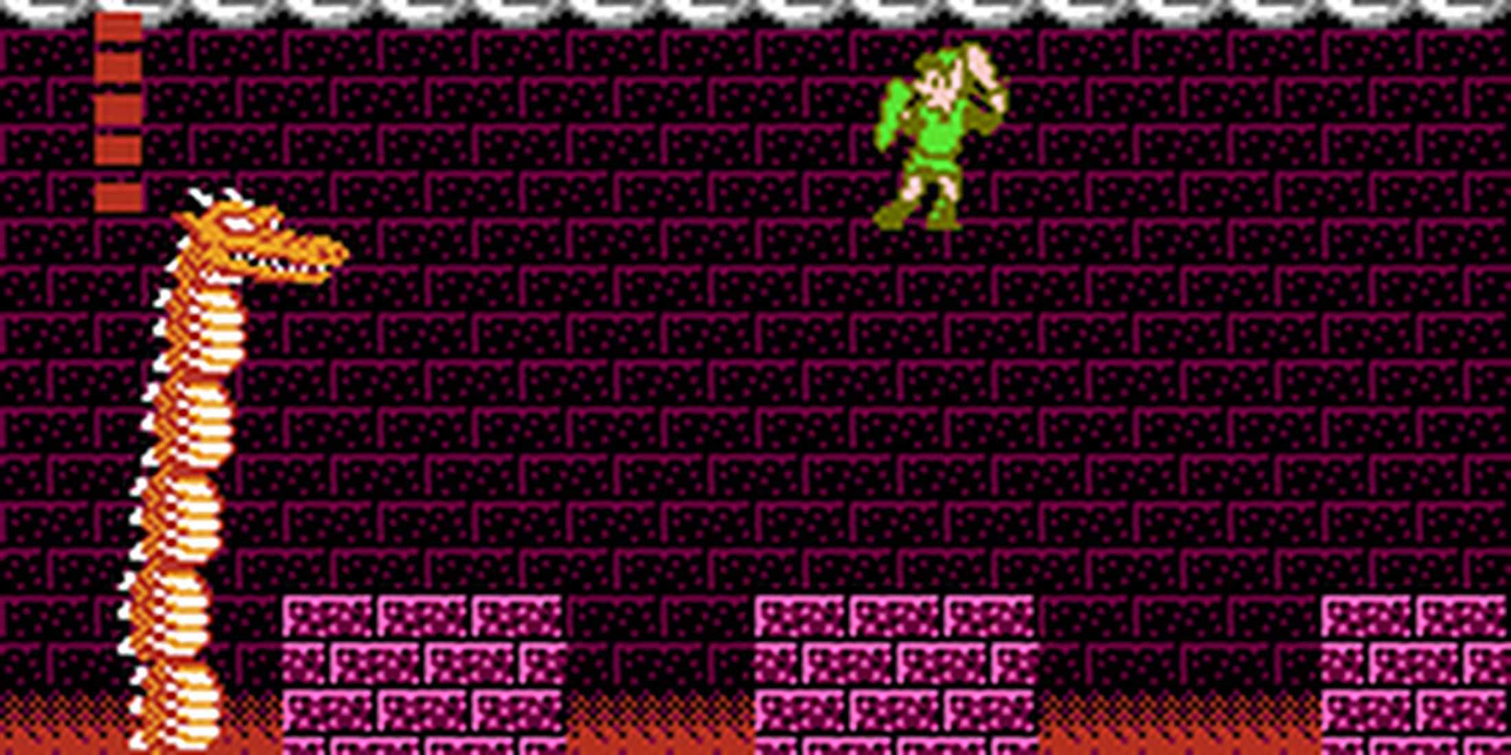 Link Jumping fighting a dragon in Zelda II - The Adventure of Link