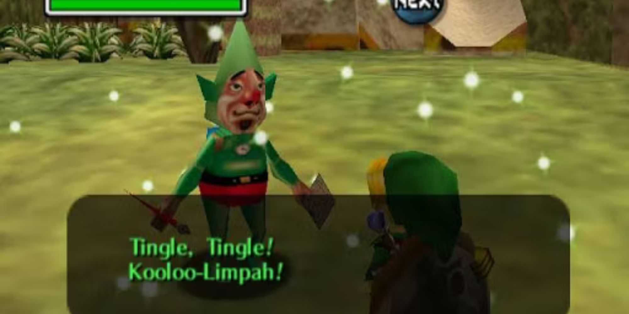 Tingle exclaims Kooloo-Limpah! to Link.