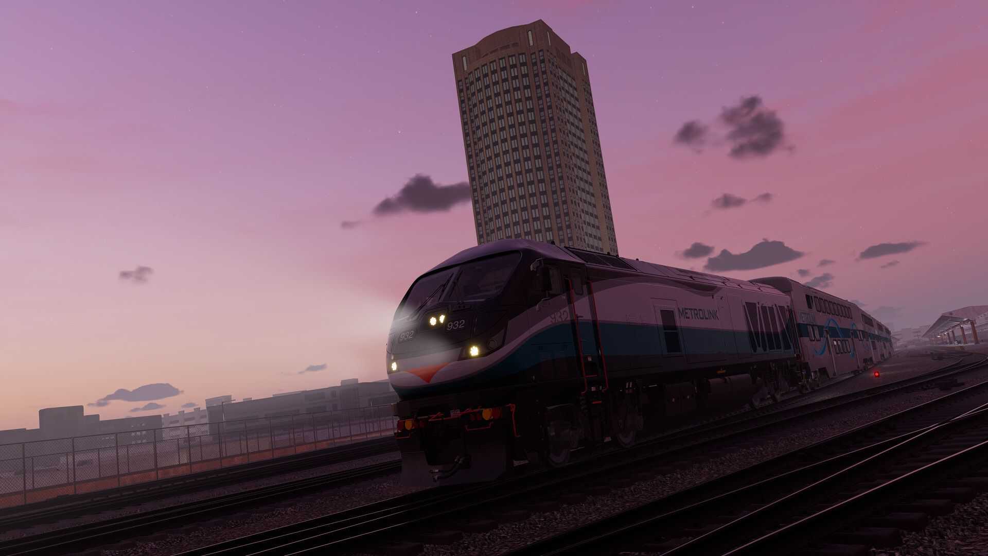 Train Sim World 4 Steam screenshot 2 white-teal train at dusk