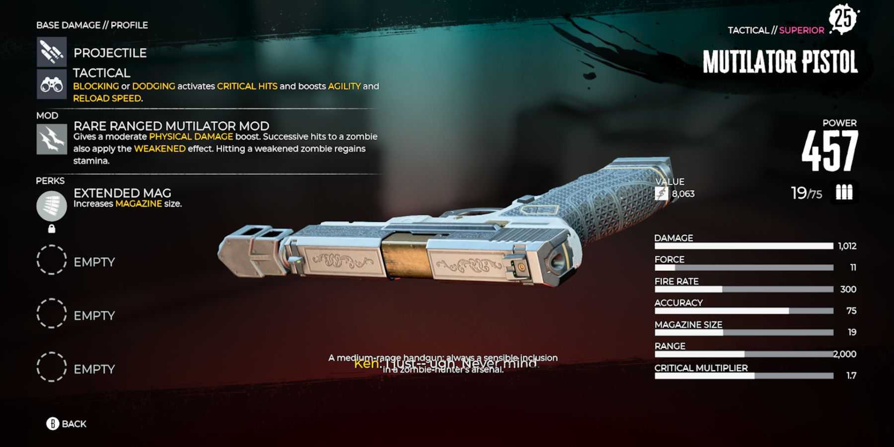 dead island 2 superior weapon mutilator pistol