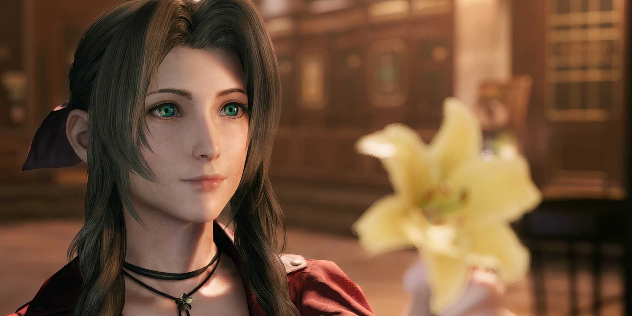 final fantasy 7 aerith offering a flower