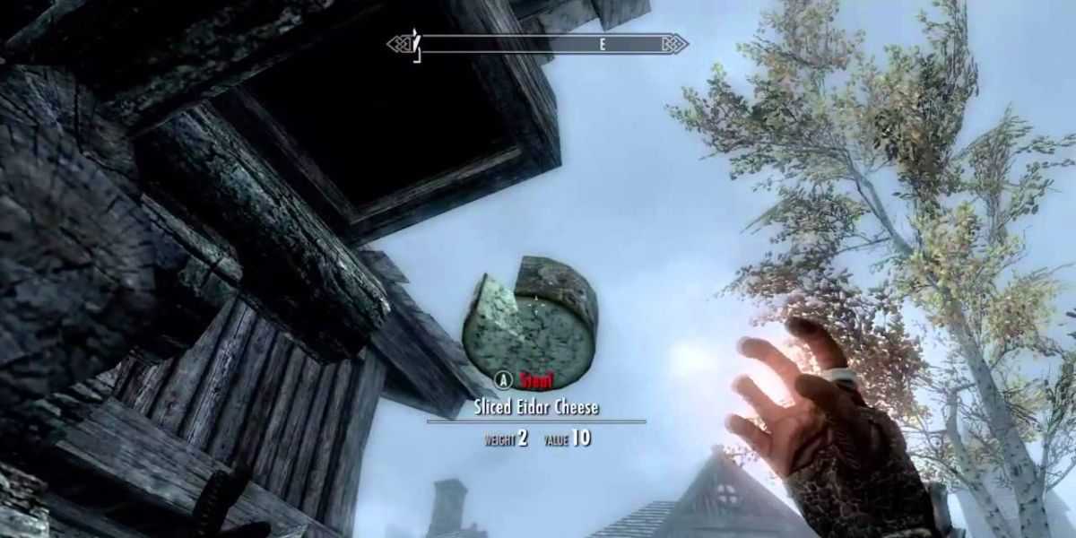 roubando queijo com telecinese em Skyrim