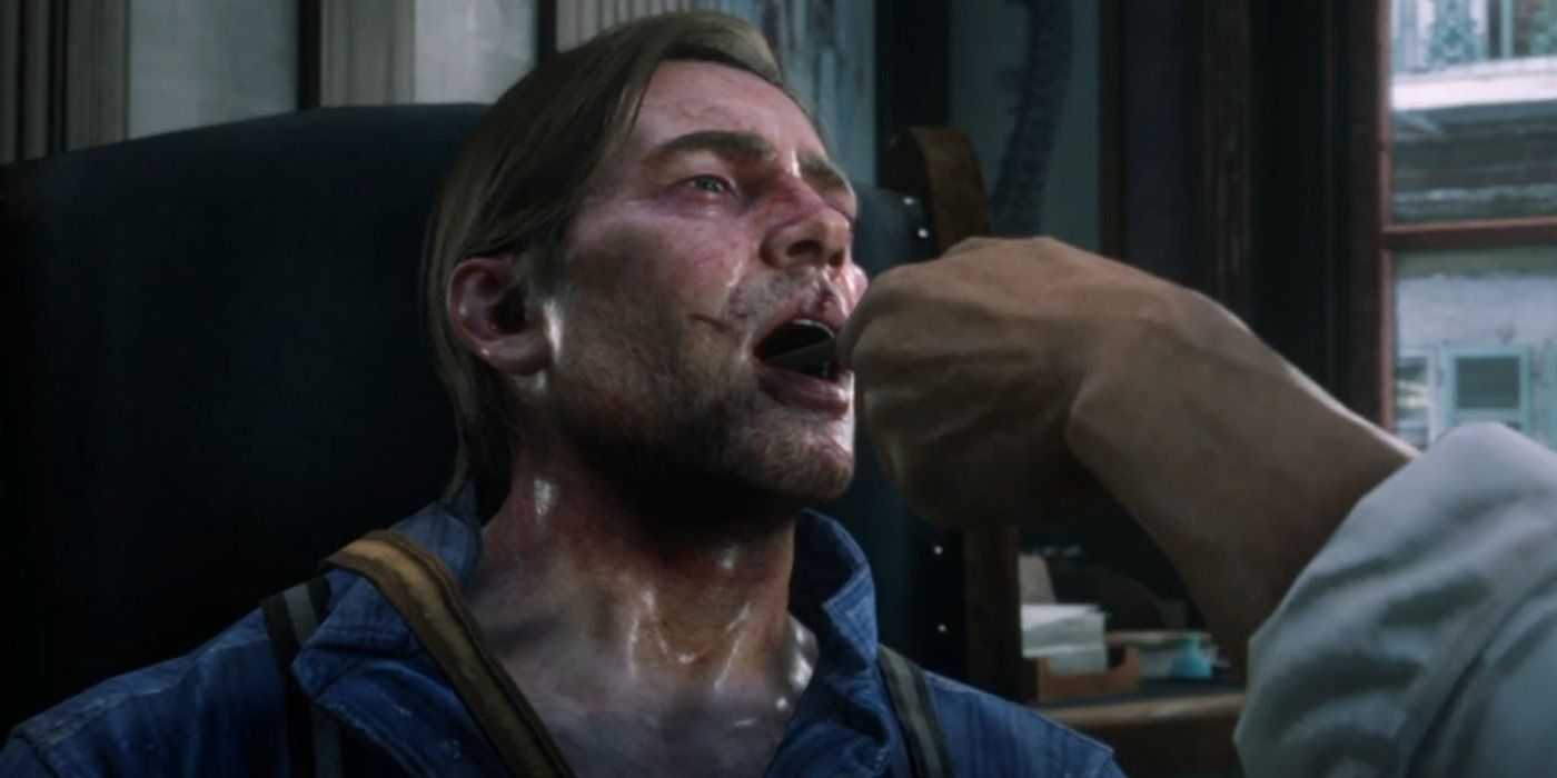 Red Dead Redemption 2 Arthur Morgan sendo diagnosticado