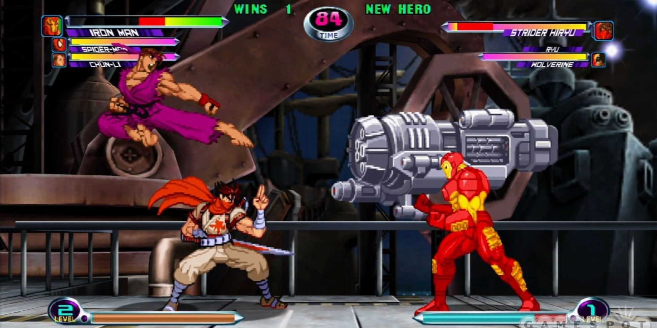 Marvel vs Capcom 2 Ryu and Strider vs Iron Man