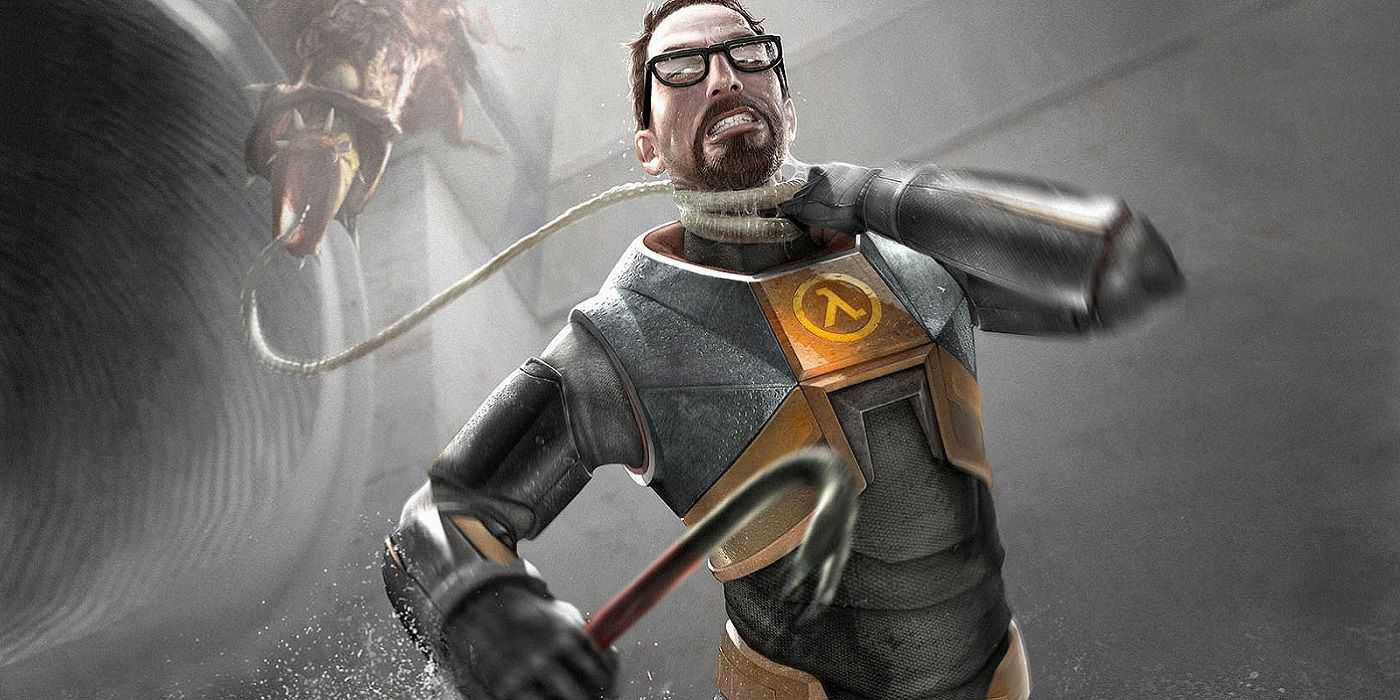 Artowkr do Half-Life 2 mostrando Gordon Freeman sendo sufocado por uma craca.