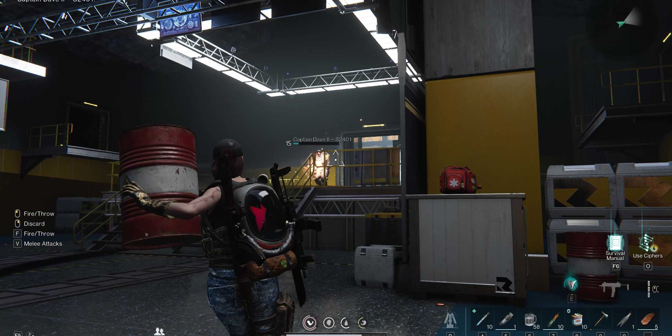 Screenshot showcasing the player fighting a Securement Silo boss in Once Human 