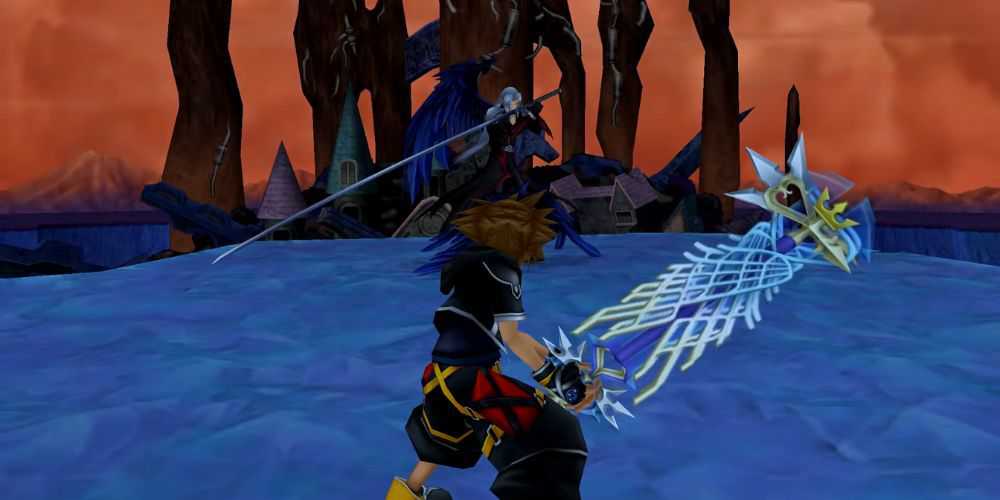 Sora enfrenta Sephiroth em Radiant Garden.