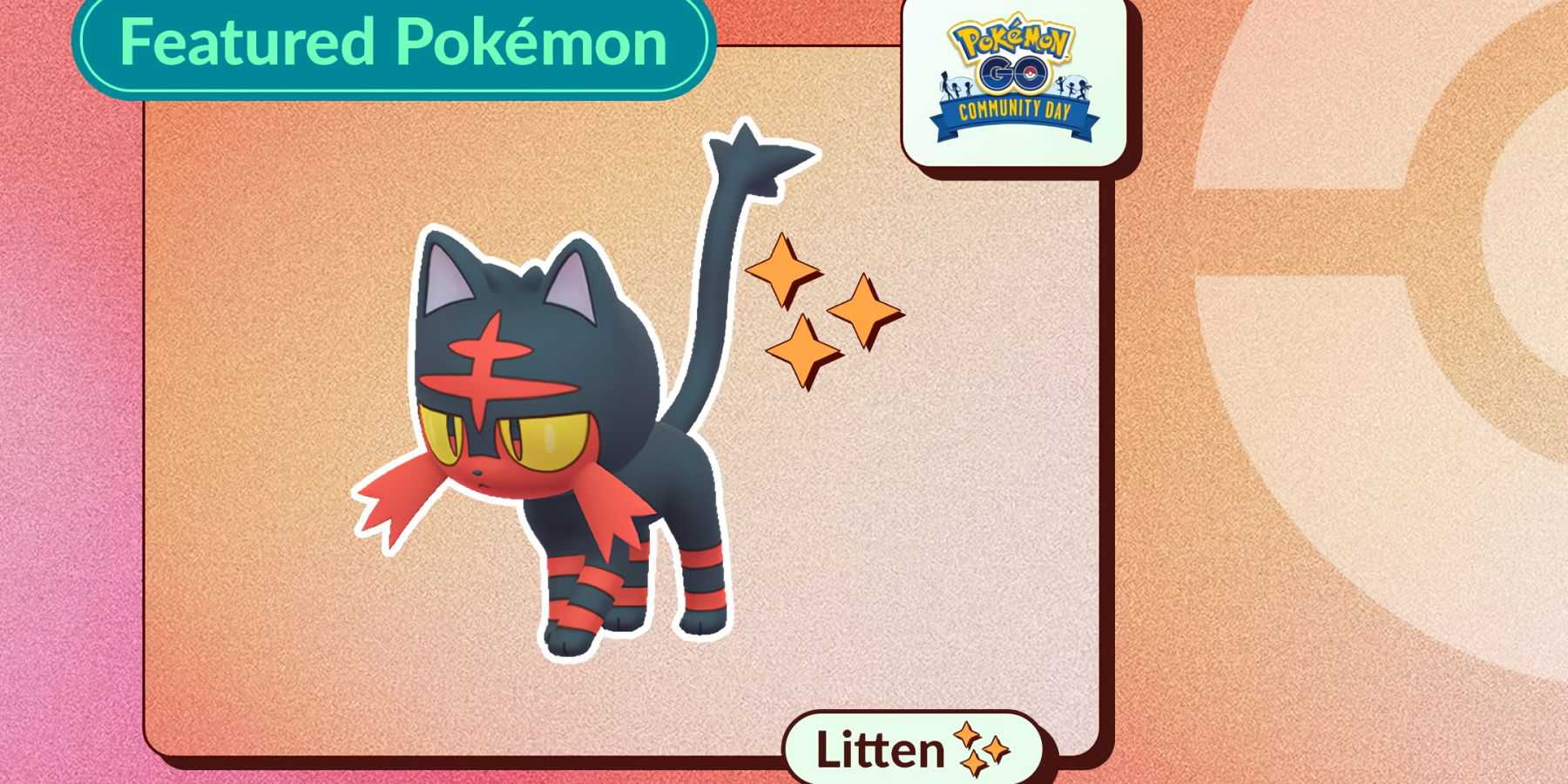 Pokemon GO's March 2024 Community Day visual featuring Litten.