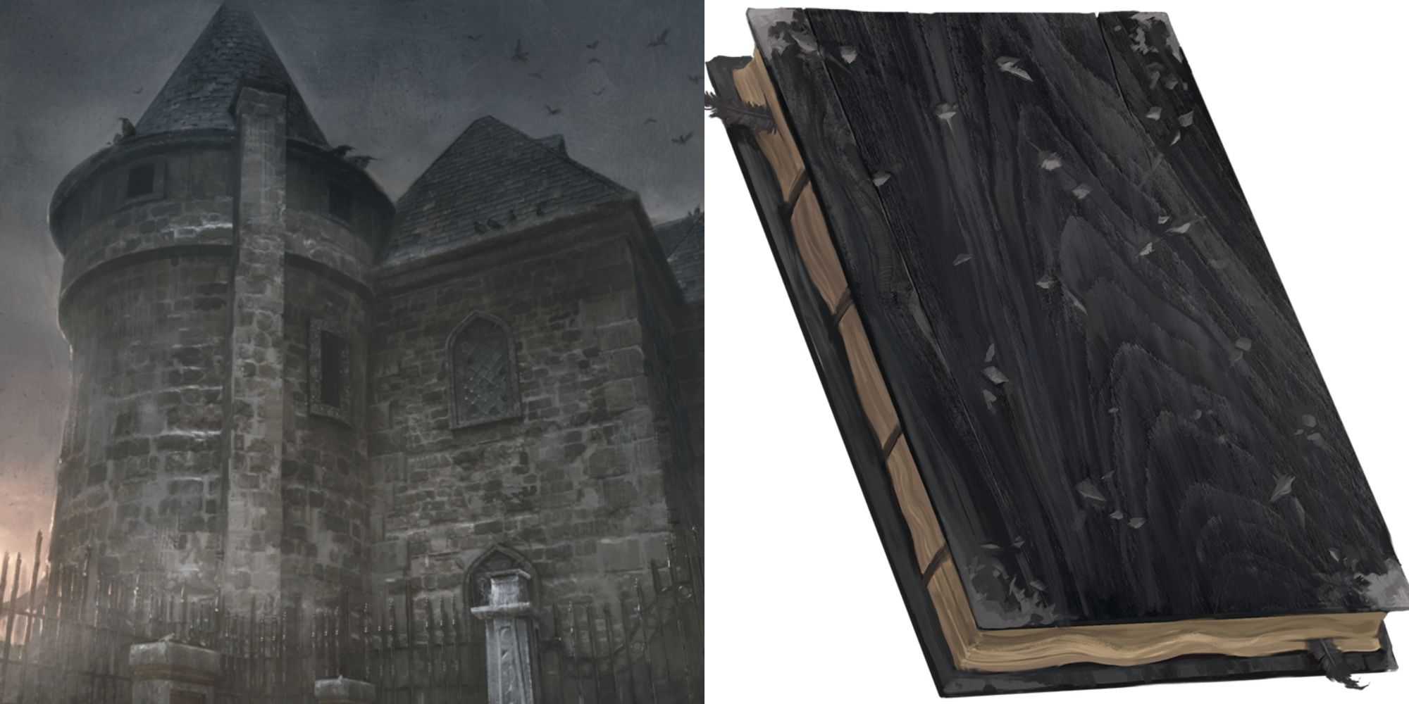 candlekeep arte oficial misteriosa via Wizards of the Coast a mansão mal-assombrada e o livro do corvo