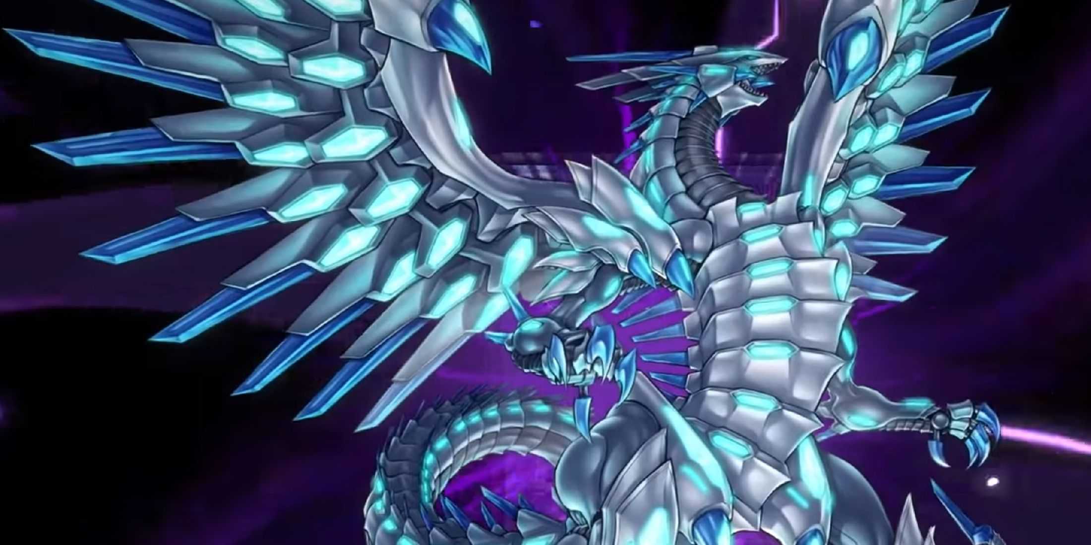 A screenshot from Yu-Gi-Oh Master Duel showing the animation for Blue-Eyes Chaos MAX Dragon.