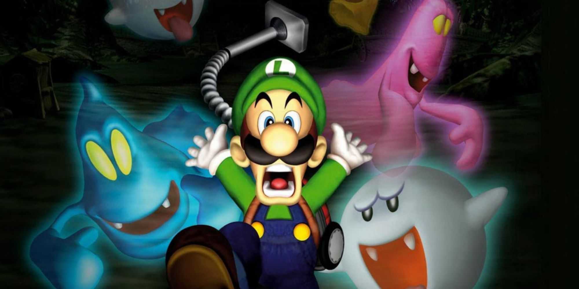 Arte promocional com personagens de Luigi's Mansion