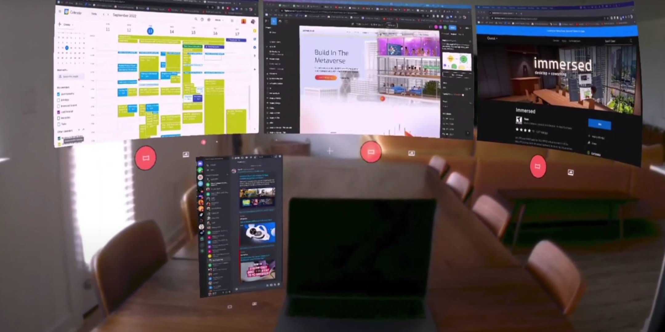 O espaço de trabalho VR imerso possui integração de escritório com modos AR e VR