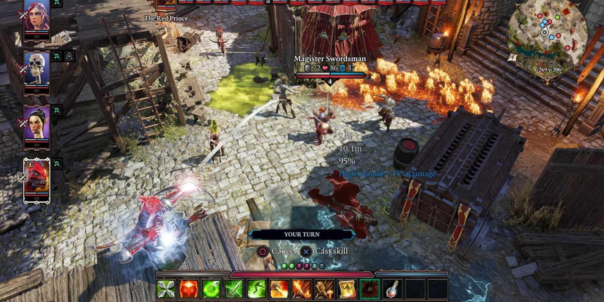 Battle between players and Magister Swordsman and ability bar Divinity - Original Sin 2 - Definitive Edition