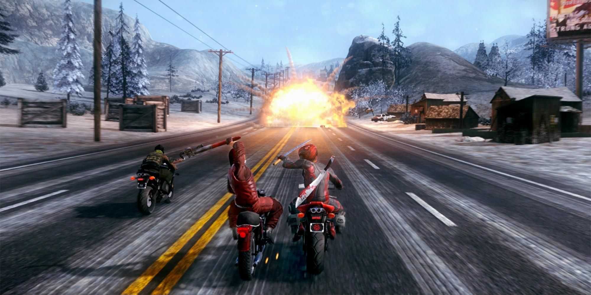 motociclistas lutam em Road Redemption