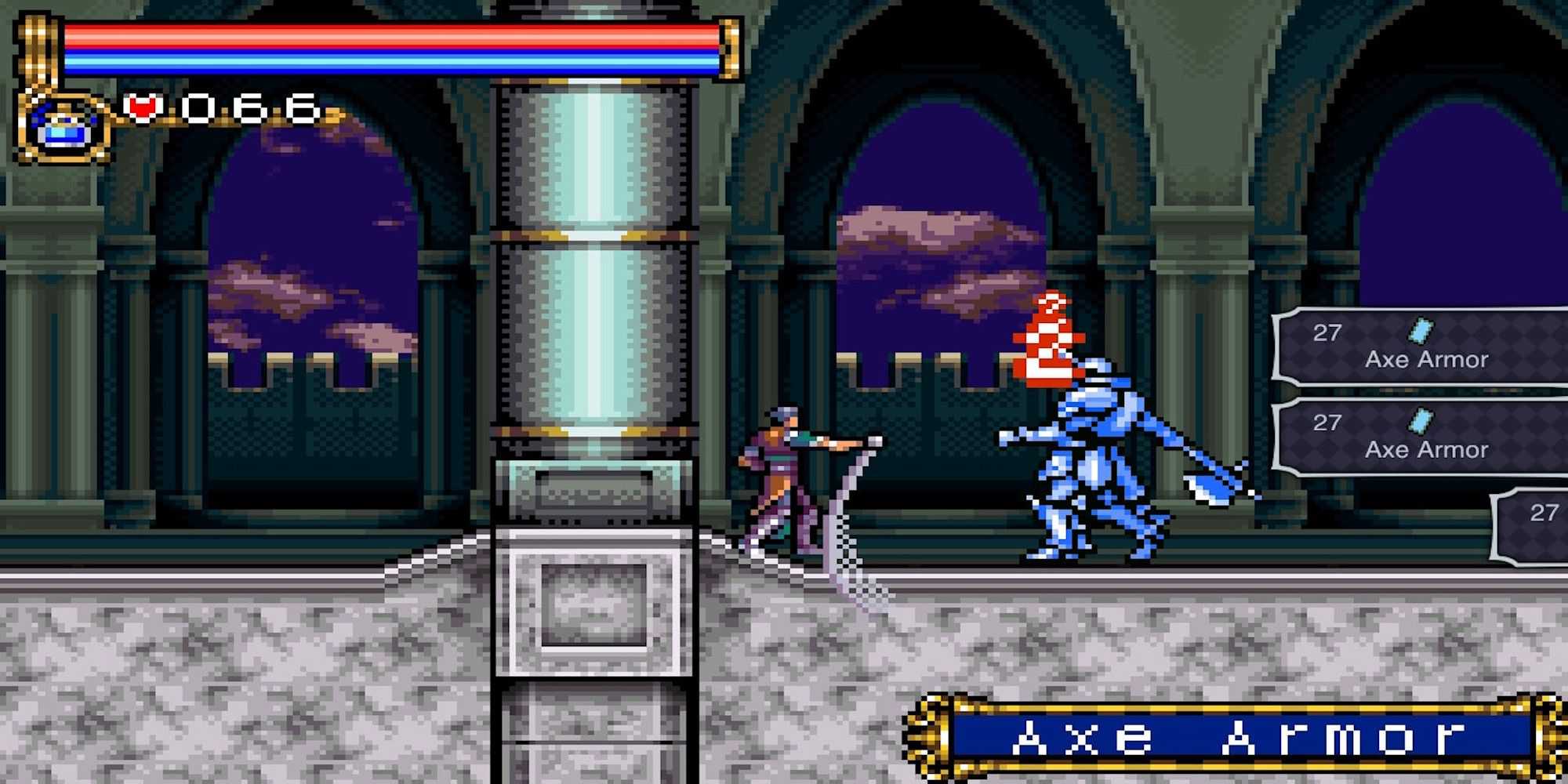 Fighting axe armor in Castlevania Circle of the Moon