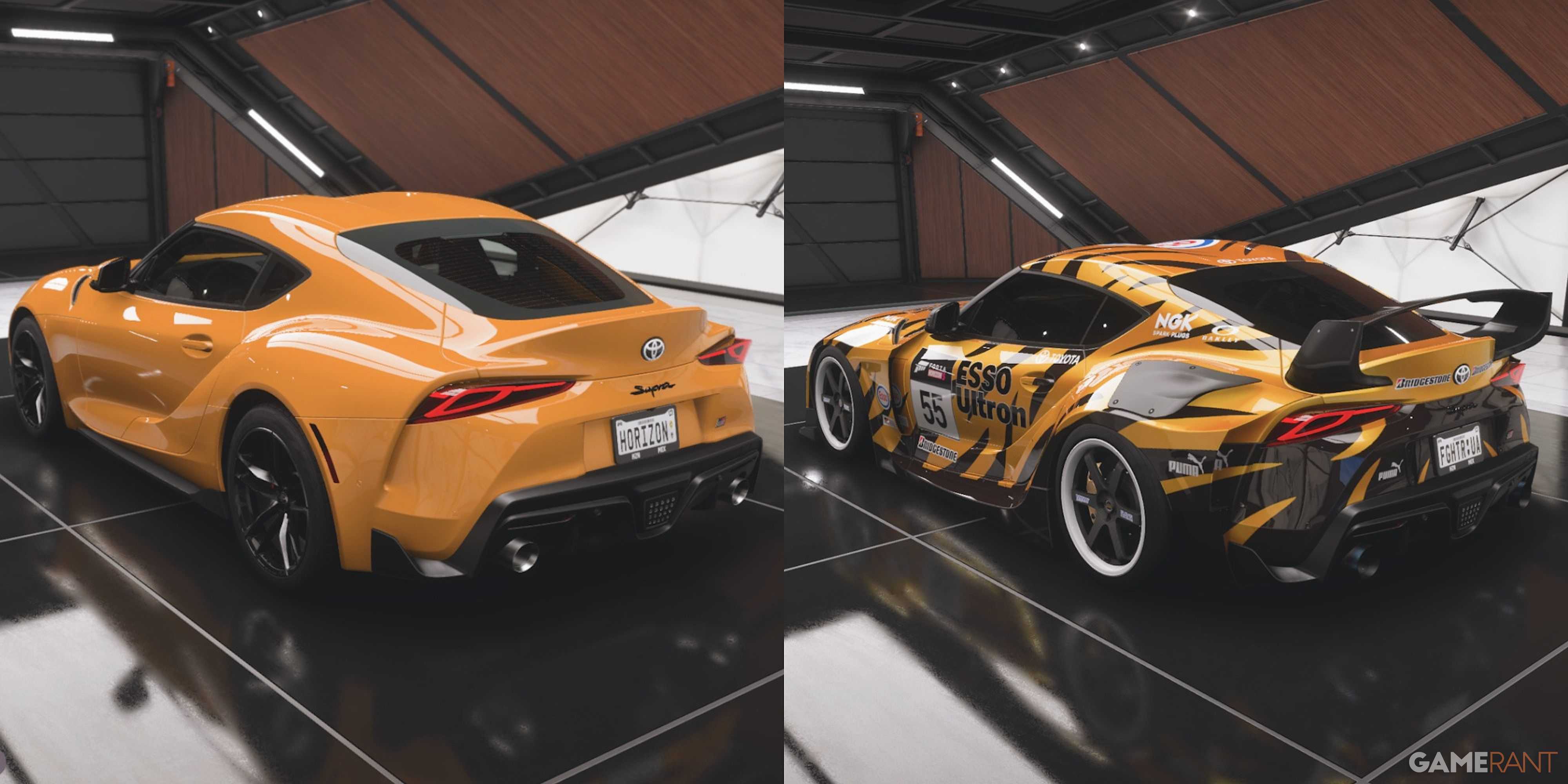 Comparação do Toyota Supra GR Widebody com o Forza Horizon 5