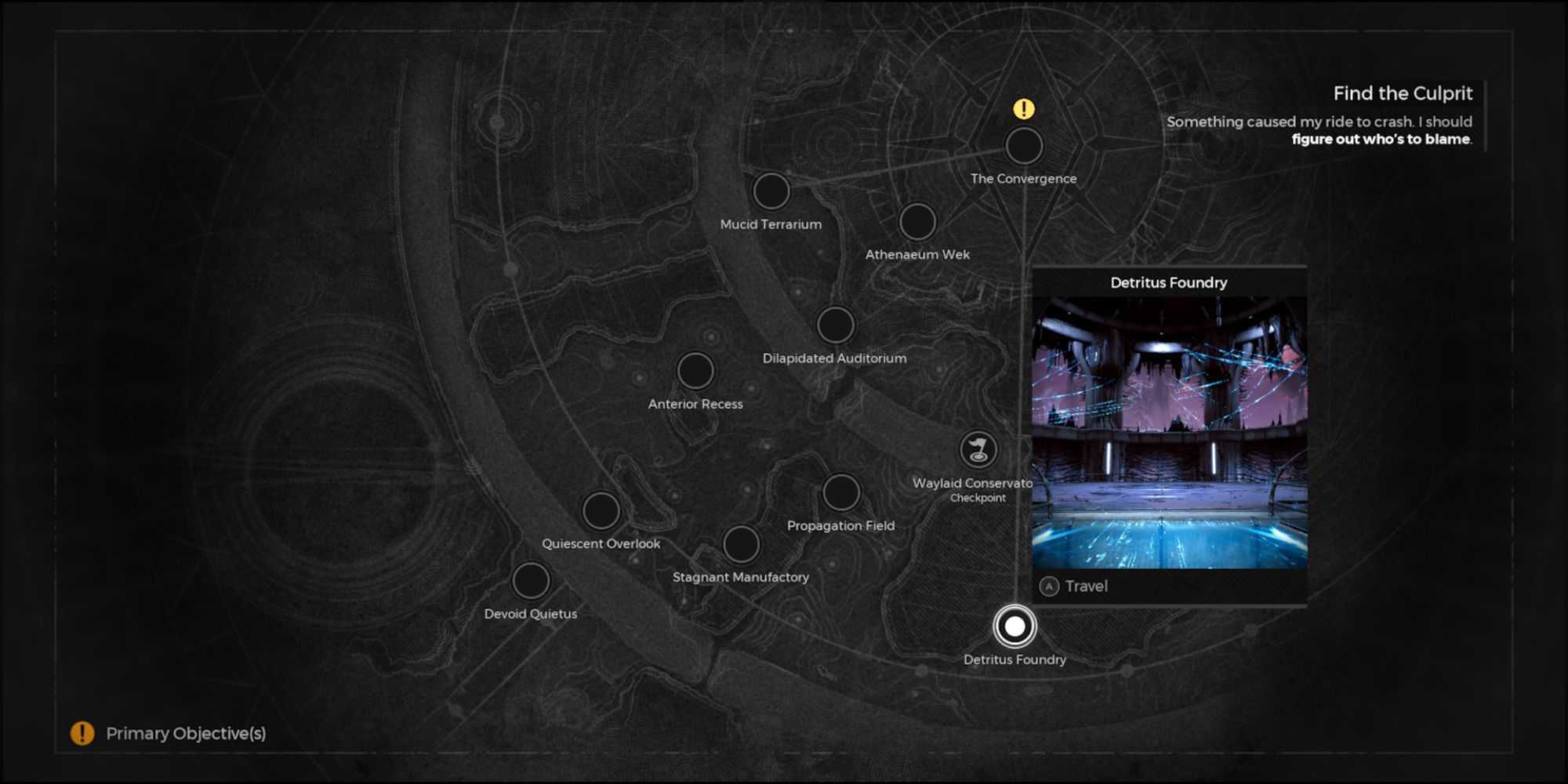 Detritus Foundry dungeon map location in Remnant 2 The Dark Horizon