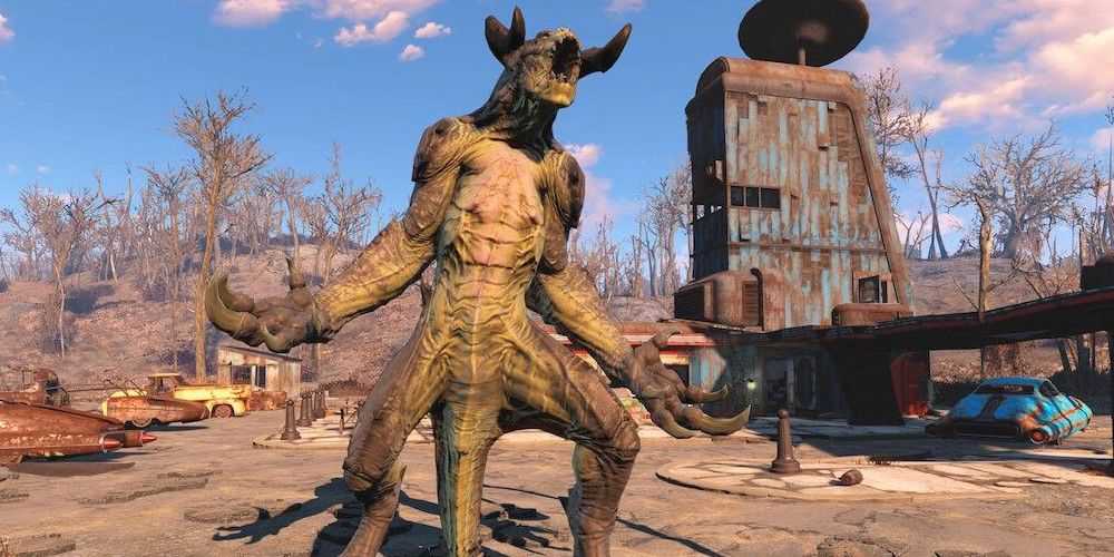 Deathclaw rugindo em Fallout 4