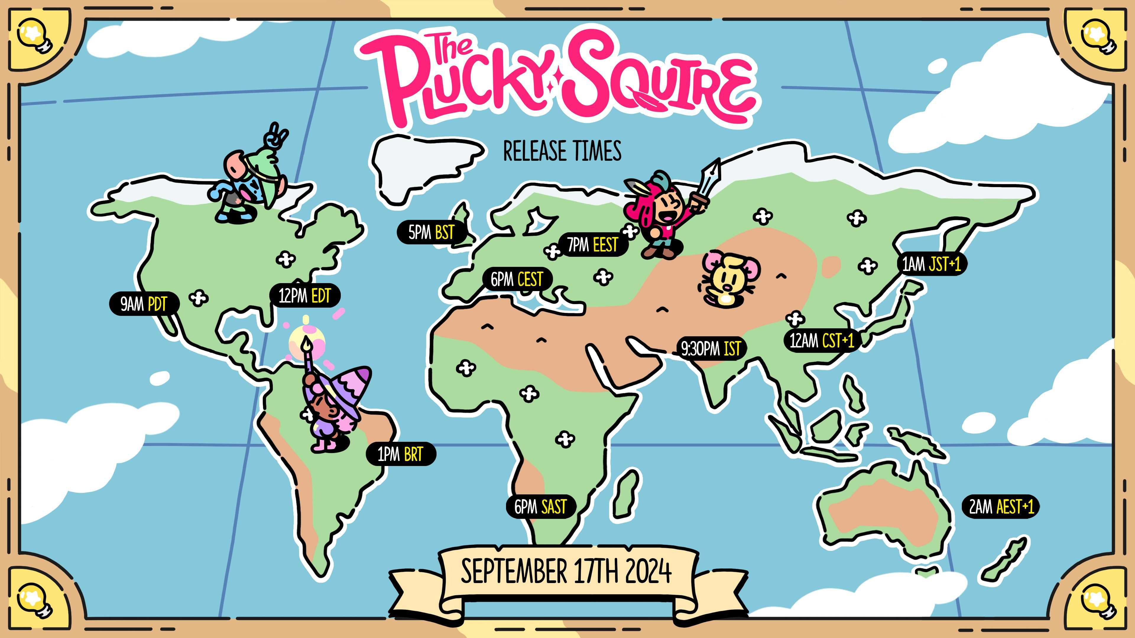 Mapa de tempo de lançamento do Plucky Squire