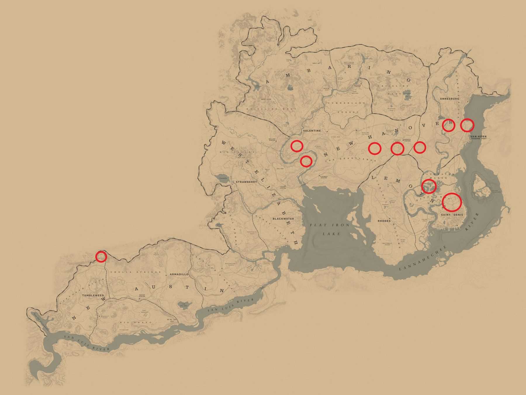 Mapa de cabras de Red Dead Redemption 2