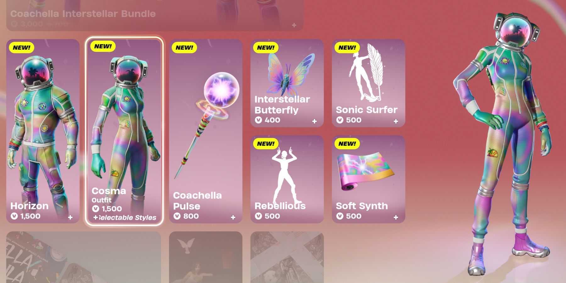 coachella 2024 cosmetic items in the fortnite item shop