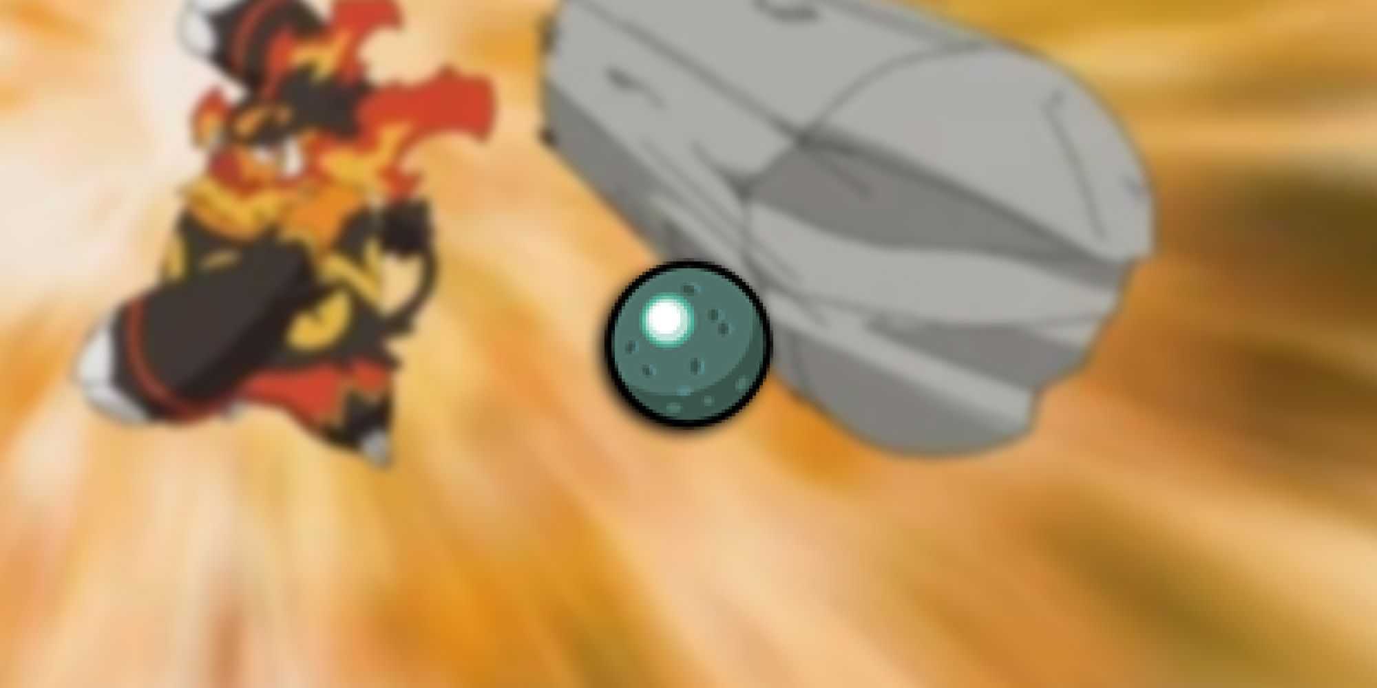 Pokemon – um exemplo de arremesso sendo usado no anime com bola de ferro PNG no topo