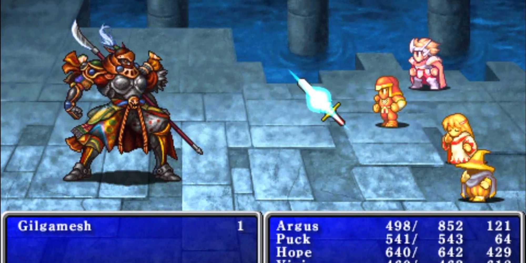 Fighting Gilgamesh in Final Fantasy 1 (PSP)