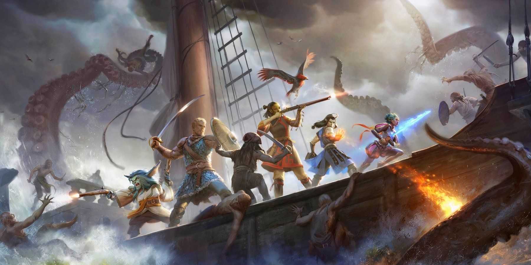 Art of Pillars of Eternity 2 characters fighting