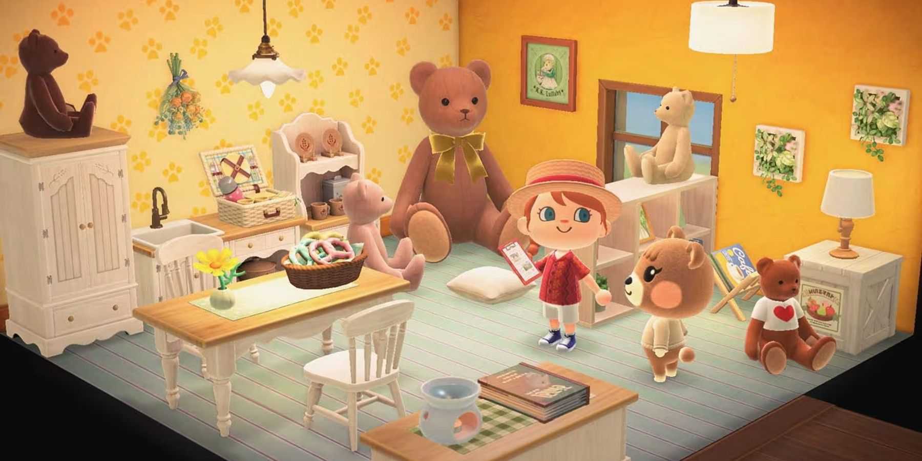 animal crossing new horizons house interior with bear villager