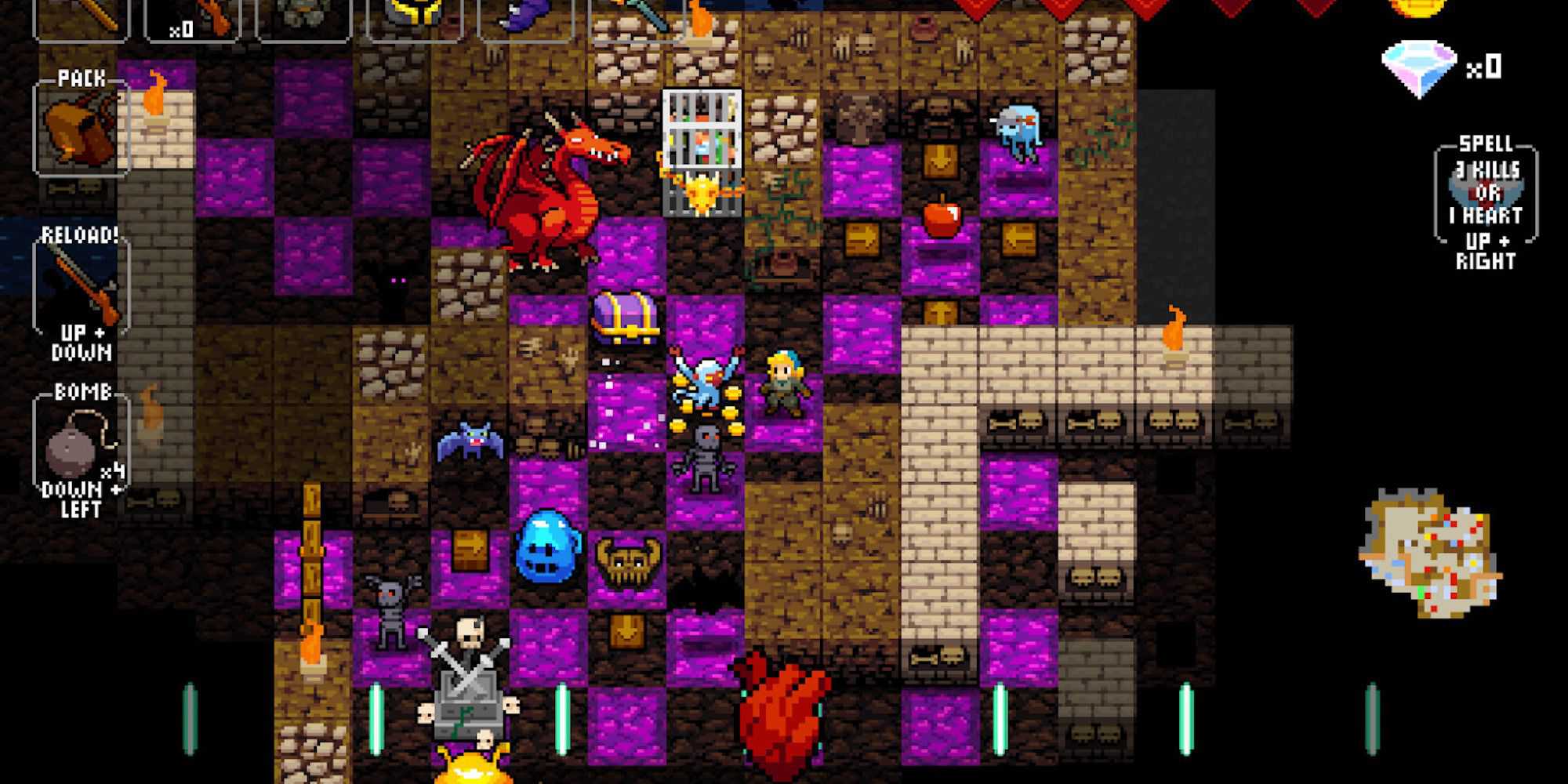 Playing through a dungeon in Crypt Of The NecroDancer