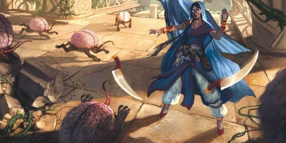 Um Pathfinder psíquico lutando contra cérebros monstruosos