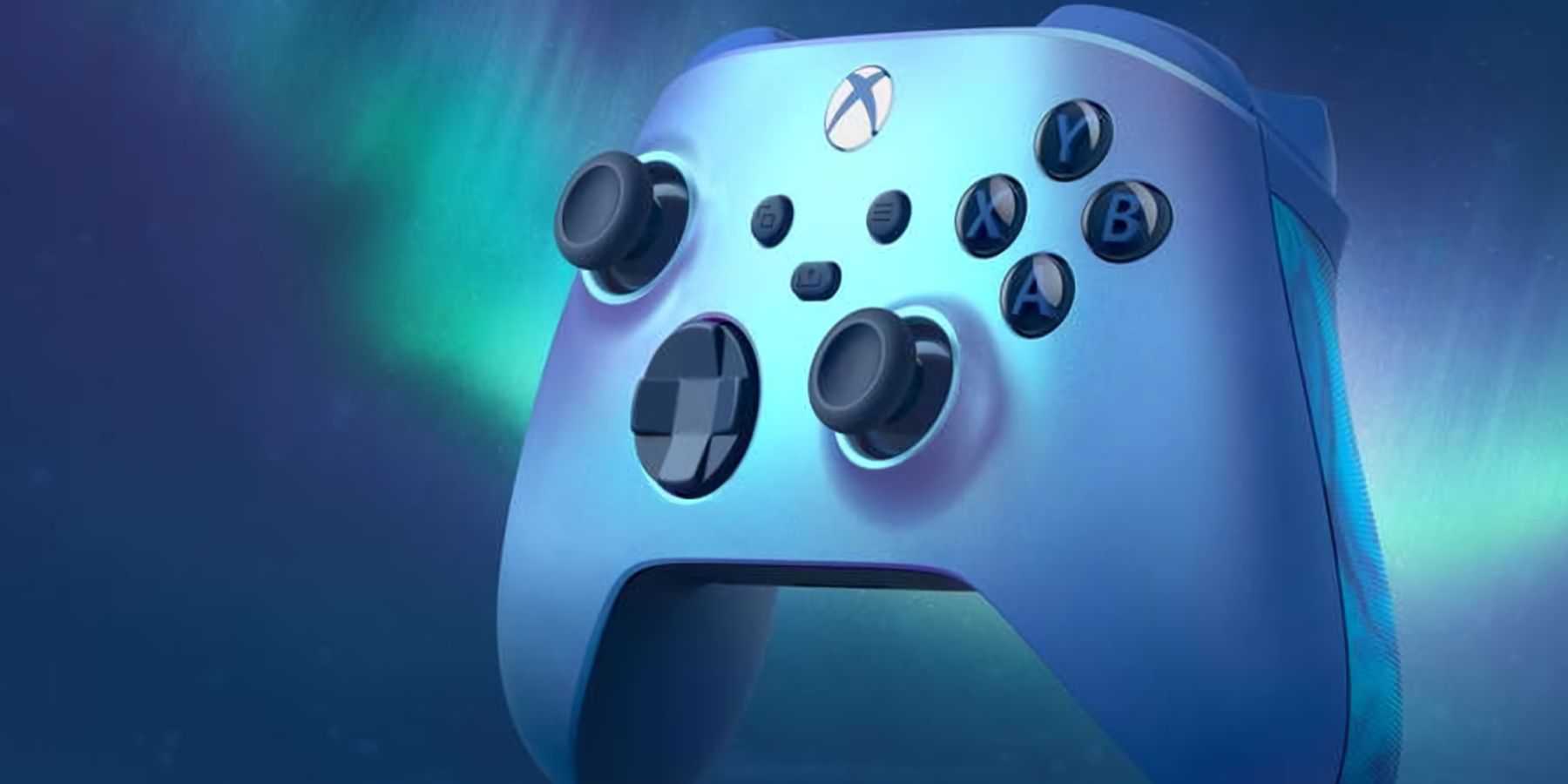 A promotional image for the Arctic Blue Xbox Series X controller.