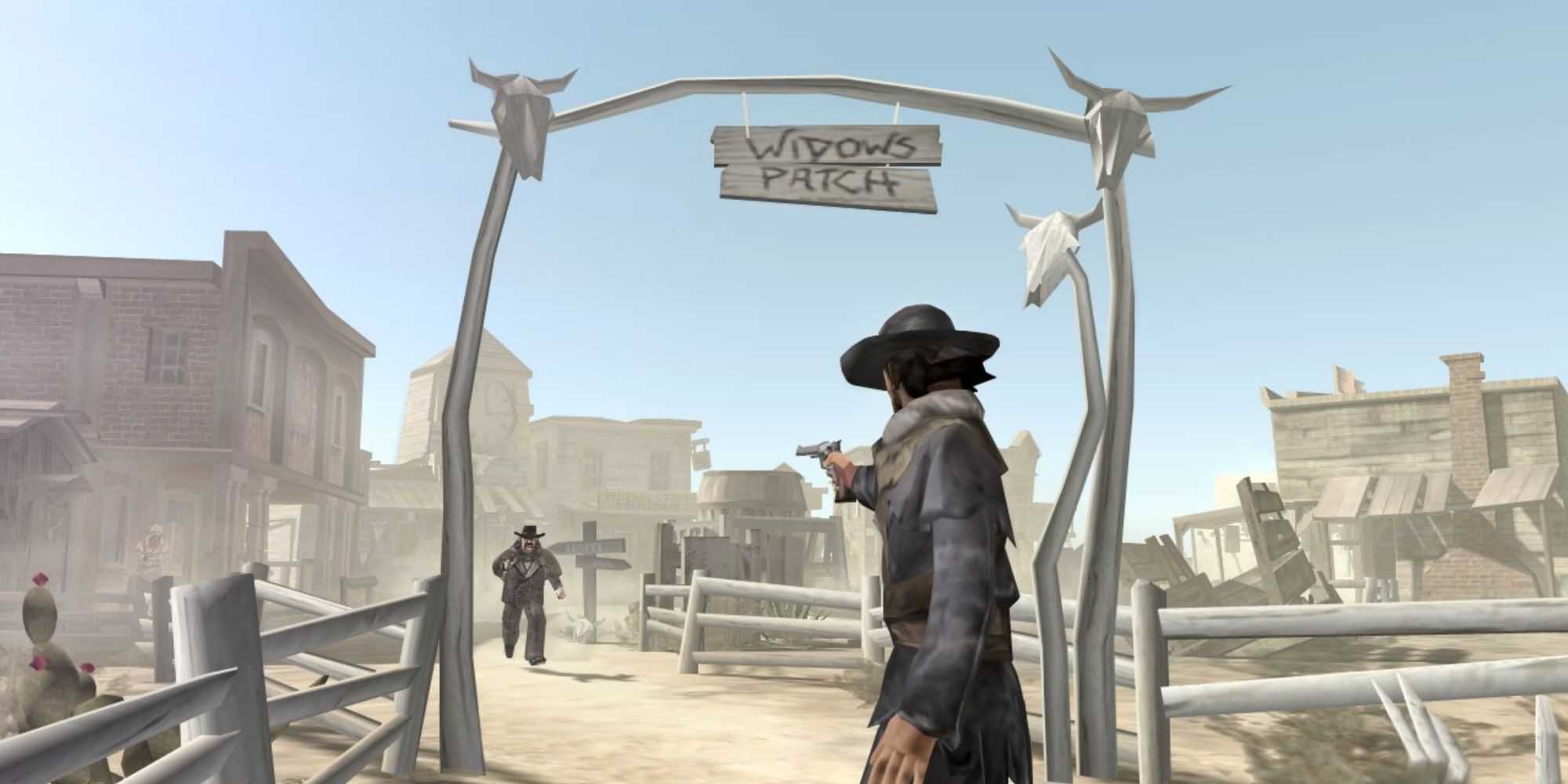 Atirando em inimigos em Red Dead Revolver