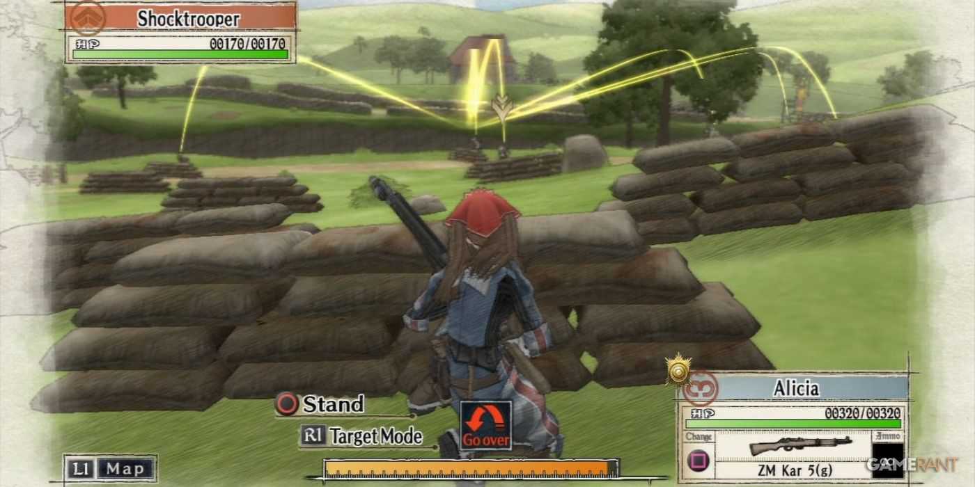 Valkyria Chronicles - Alicia Targets Multiple Enemies From Cover