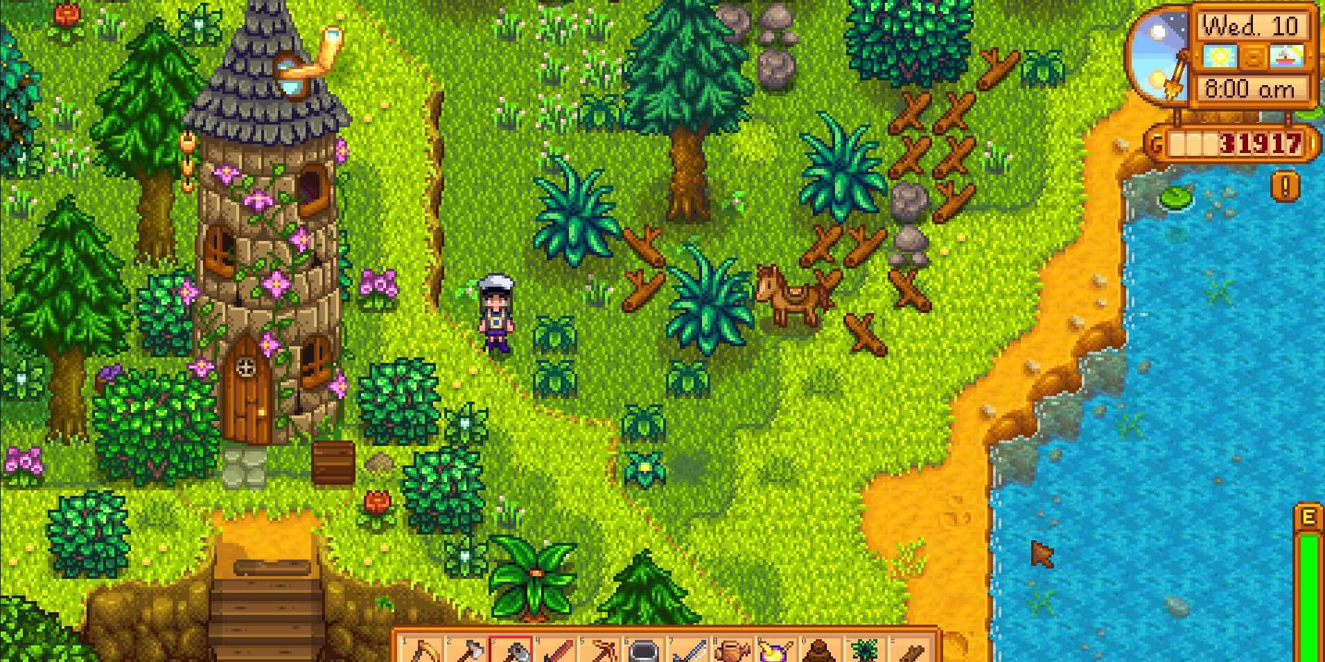 Image of the Wizard's Tower in Cindersap Forest in Stardew Valley