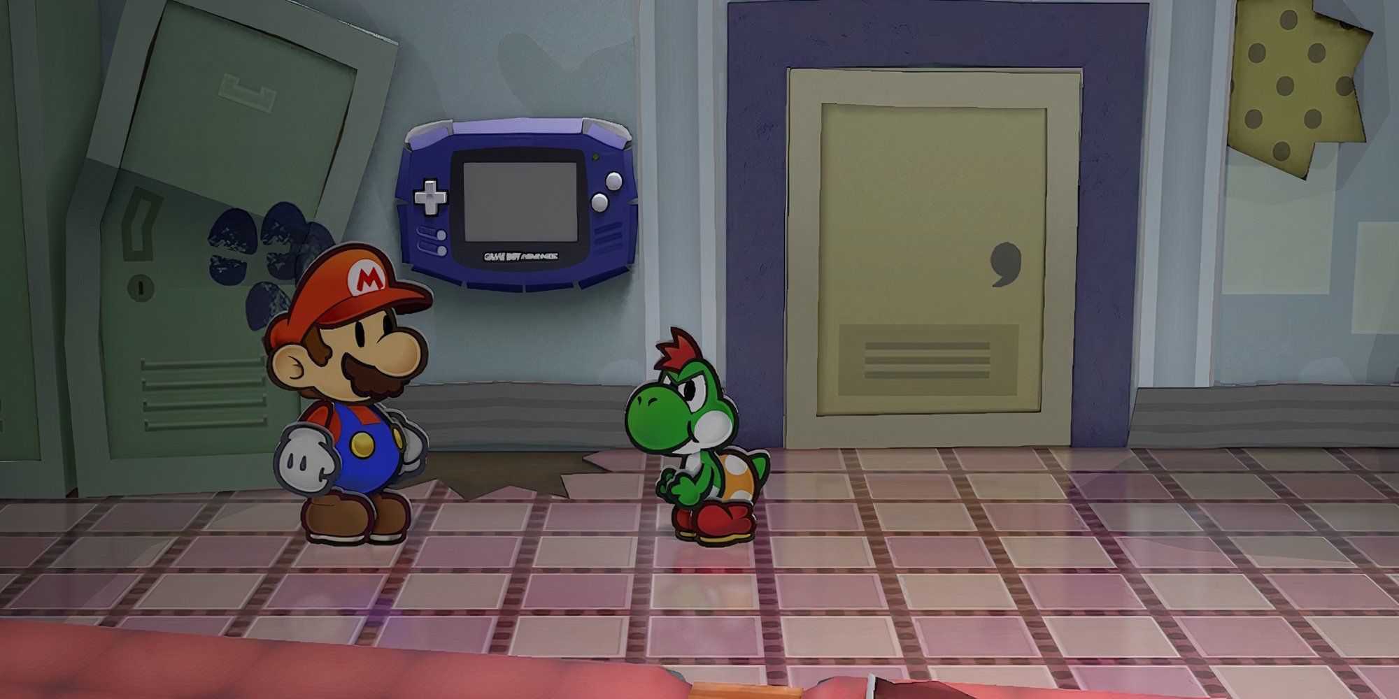 Mario conversando com Yoshi em Paper Mario The Thousand-Year Door